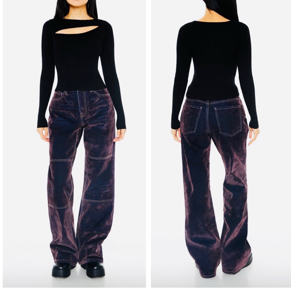 Forever 21 Flocked High-Rise Flare Jeans